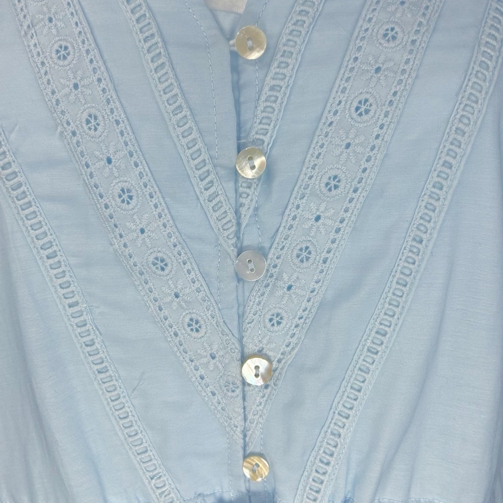NEW Joie Blue Eyelet Lace Trim Dress S Coquette Girl Delicate Cottagecore Dainty - Picture 6 of 11